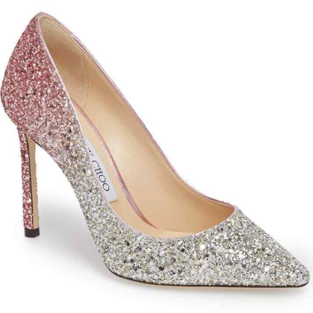 Jimmy Choo Romy 100 mm shaded coarse glitter pumps - Picture 13 of 16